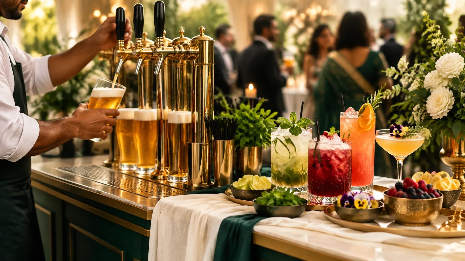 Drinks being prepared at an event bar